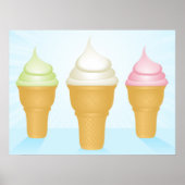 Soft Serve Ice Cream Cones Leuk Zomer Dessert Poster (Voorkant)