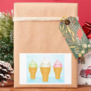 Soft Serve Ice Cream Cones Leuk Zomer Dessert Rechthoekige Sticker