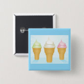 Soft Serve Ice Cream Cones Leuk Zomer Dessert Vierkante Button 5,1 Cm (Voorkant /achterkant)