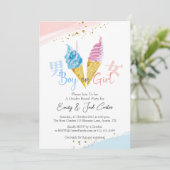 Soft Service Ijs Geslacht Reveal Roze en Blauw Kaart (Staand voorkant)