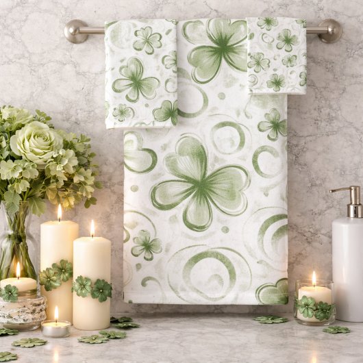 Soft Shamrock Whispers in Sage Green Bad Handdoek