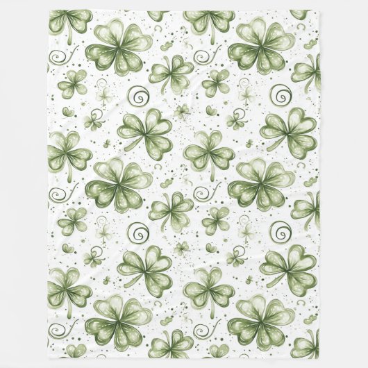 Soft Shamrock Whispers in Watercolor Green Fleece Deken (Voorkant)