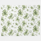 Soft Shamrock Whispers in Watercolor Green Fleece Deken (Voorkant (Horizontaal))