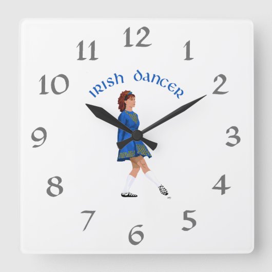 Soft Shoe Irish Dancer in Blue Vierkante Klok (Voorkant)
