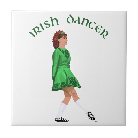 Soft Shoe Irish Dancer in Green Tegeltje (Voorkant)