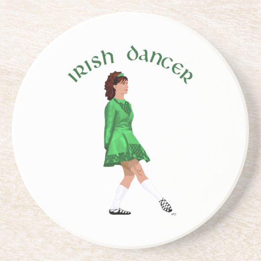 Soft Shoe Irish Dancer in Green Zandsteen Onderzetter (Voorkant)