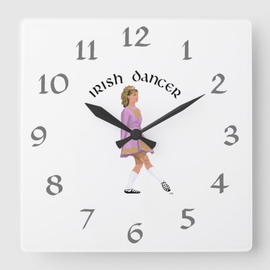 Soft Shoe Irish Dancer in Pink Vierkante Klok (Voorkant)