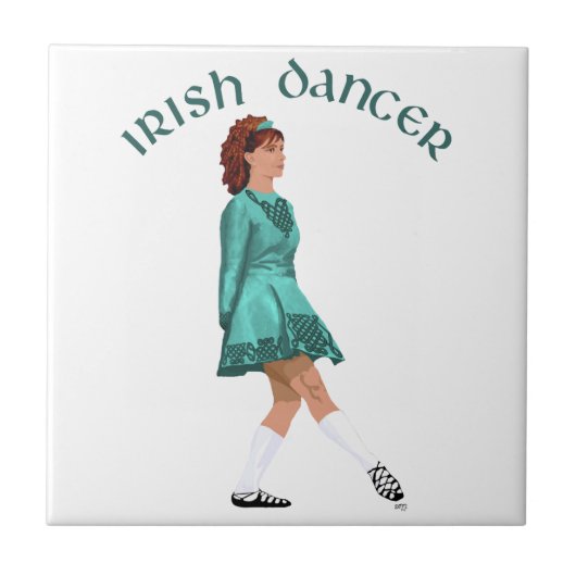 Soft Shoe Irish Dancer in Turquoise Tegeltje (Voorkant)