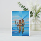 Soft Skies, Cerulean Zeeen en Cubist Junks Briefkaart (Staand voorkant)