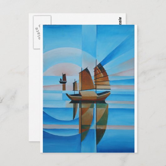 Soft Skies, Cerulean Zeeen en Cubist Junks Briefkaart (Voorkant / Achterkant)