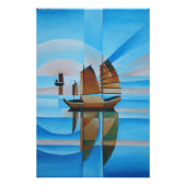 Soft Skies, Cerulean Zeeen en Cubist Junks Foto Afdruk (Voorkant)