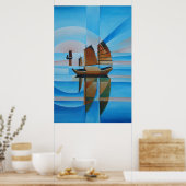 Soft Skies, Cerulean Zeeen en Cubist Junks Poster (Keuken)