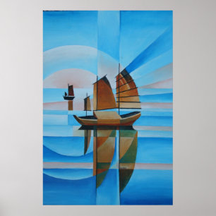 Soft Skies, Cerulean Zeeen en Cubist Junks Poster