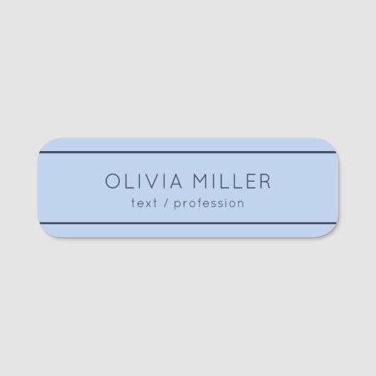 Soft Sky Blue Minimalist Name Tag (Voorkant)
