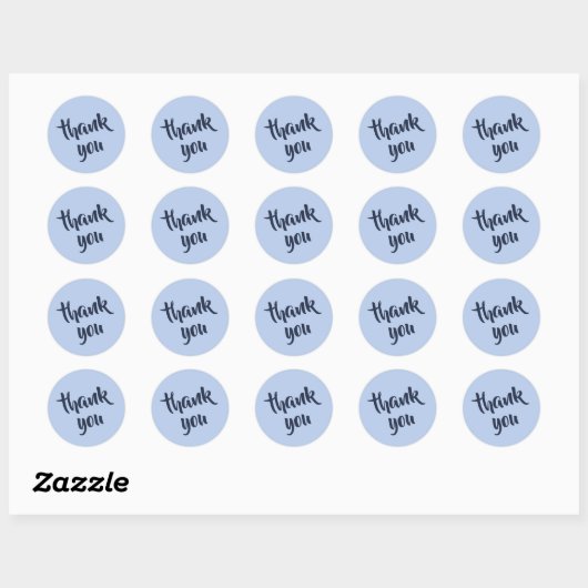 Soft Sky Blue Thank You Classic Round Sticker (Vel)