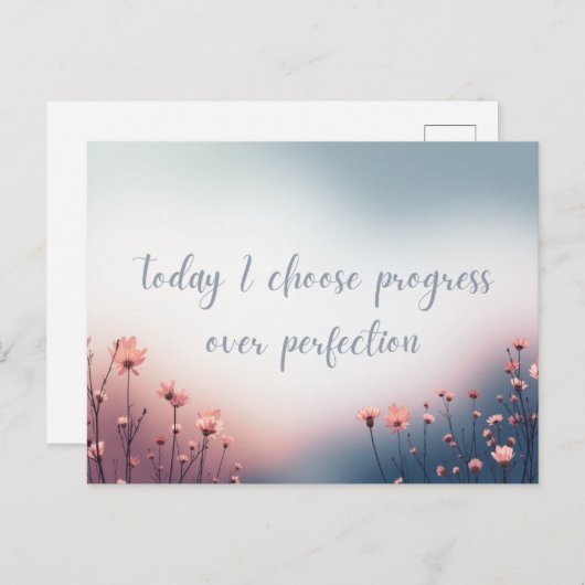 Soft Sky Celebrate Growth and Progress Affirmation Briefkaart (Voorkant / Achterkant)