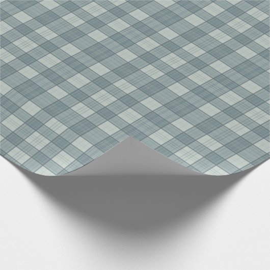 Soft Slate Blue and Gray Gingham Cadeaupapier (Hoek)