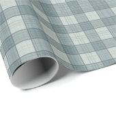Soft Slate Blue and Gray Gingham Cadeaupapier (Rol Hoek)