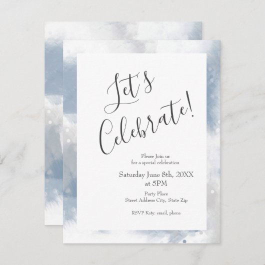 Soft Slate Blue Grijs Wit Abstracte penseelstreken Kaart (Voorkant / Achterkant)