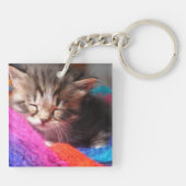 Soft Sleepy Newborn Kitten Phototgraph Sleutelhanger (Achterkant)