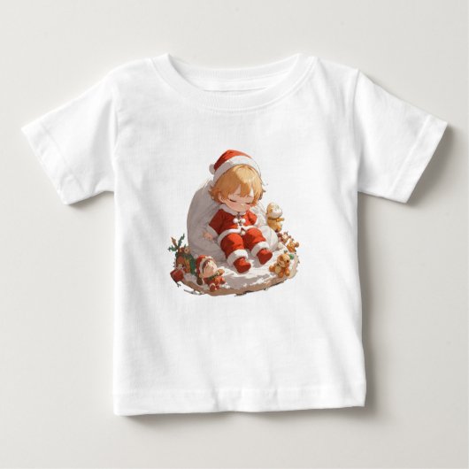 Soft Sleepy Santa Christmas Baby Fine Jersey Tee (Voorkant)