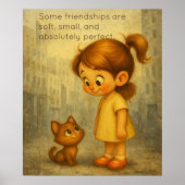 Soft & Small Friendship Poster – Meisje en kat (Voorkant)