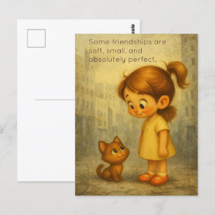 Soft & Small Friendships - Schattige meisje en kat Briefkaart