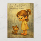 Soft & Small Friendships - Schattige meisje en kat Briefkaart (Voorkant)