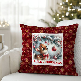 Soft snowy forest baby deer kids room decor  kussen