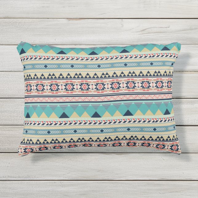 Soft Southwest Tribal Pattern Pink Turquoise Gold Buitenkussen (Voorkant)