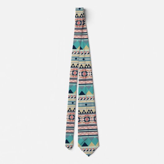 Soft Southwest Tribal Pattern Pink Turquoise Gold Stropdas (Achterkant)