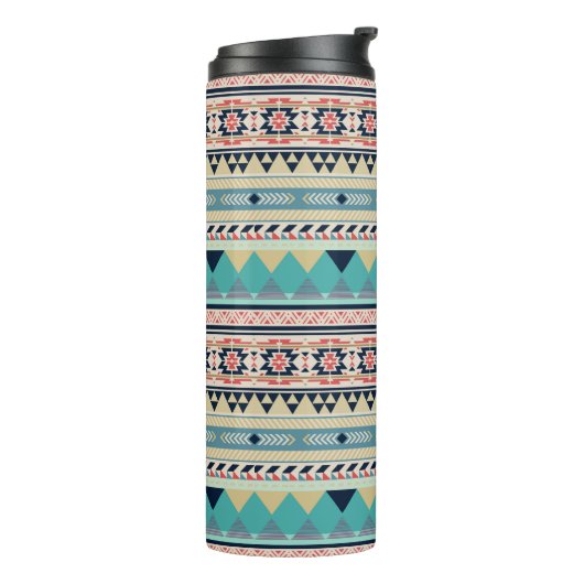 Soft Southwest Tribal Pattern Pink Turquoise Gold Thermosbeker (Gedraaid links)