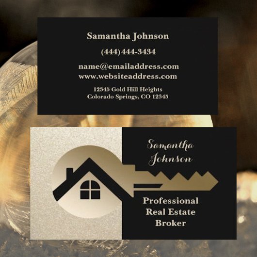 Soft Sparkle Gold Key Real Estate Visitekaartje