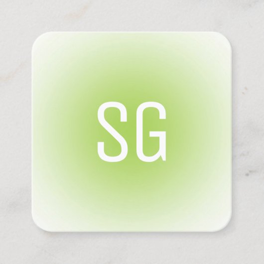 Soft Spot - Initialen - Martian Green Square Busin Vierkante Visitekaartje (Voorkant)