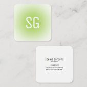 Soft Spot - Initialen - Martian Green Square Busin Vierkante Visitekaartje (Voorkant / Achterkant)