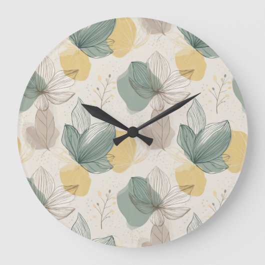Soft Spring Botanical Wall Clock Grote Klok (Voorkant)