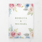 Soft Spring Floral in één QR Code Weddenschap Drieluik Uitnodiging (Cover)
