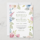 Soft Spring Floral Photo Collage QR Code Weddensch Kaart (Voorkant)