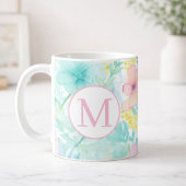 Soft Spring Floral Watercolor Monogram Koffiemok