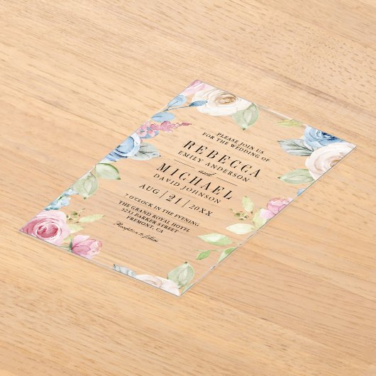 Soft Spring Floral Wedding Acryl Uitnodigingen (Laagn)