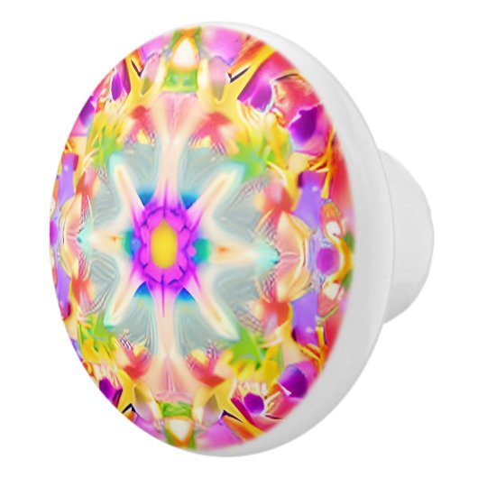 Soft Spring Pastels Tie Dye Patroon Keramische Knop (Rechts)