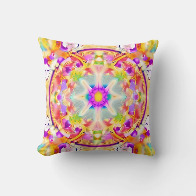 Soft Spring Pastels Tie Dye Patroon Kussen (Voorkant)