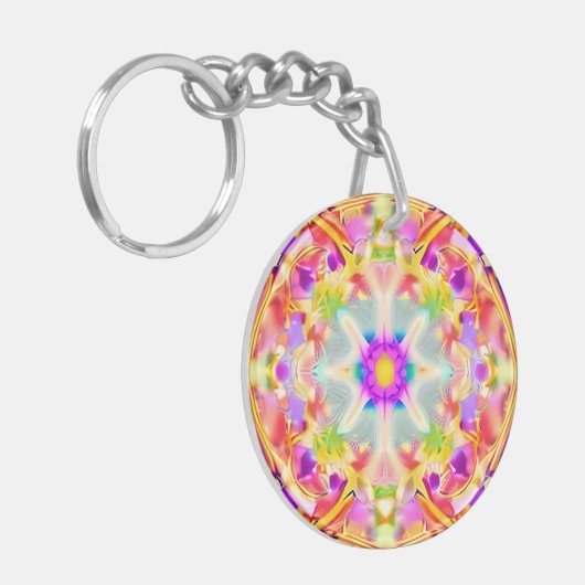 Soft Spring Pastels Tie Dye Patroon Sleutelhanger (Voorkant Links)