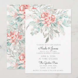Soft Spring Summer Floral Greenery Elegant Wedding Kaart