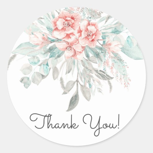 Soft Spring Summer Floral Greenery Elegant Wedding Ronde Sticker (Voorkant)