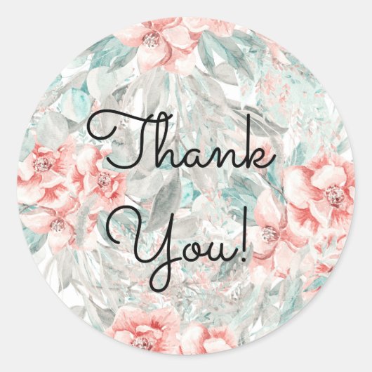 Soft Spring Summer Floral Greenery Elegant Wedding Ronde Sticker (Voorkant)