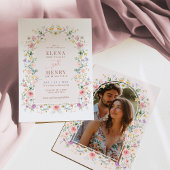 Soft Spring Wildflower Sprookjeshuwelijksfoto Kaart