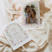 Soft Spring Wildflower Sprookjeshuwelijksfoto Kaart