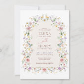 Soft Spring Wildflower Sprookjeshuwelijksfoto Kaart (Voorkant)