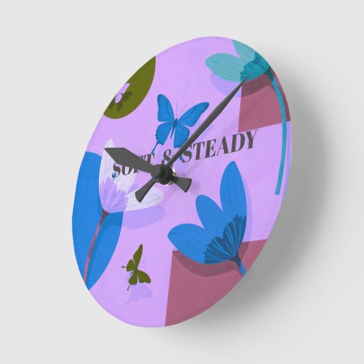 Soft & Steady Floral Butterfly Wall Clock Ronde Klok (Hoek)
